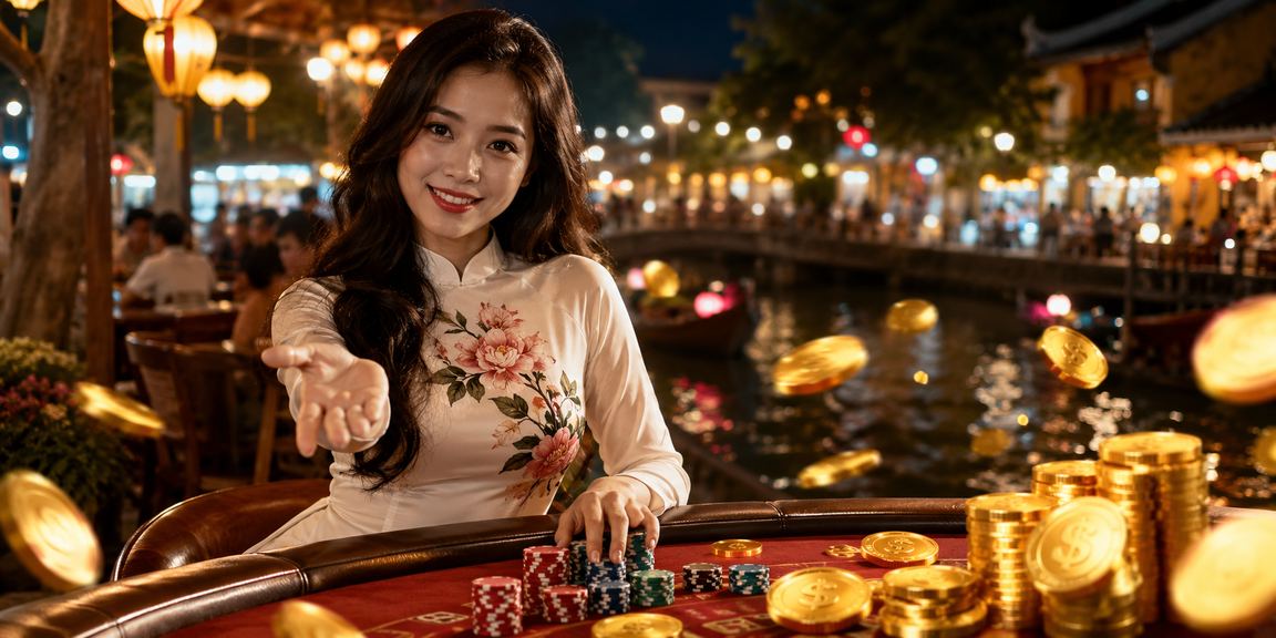 Không gian cà phê cổ kính tại Hội An – người dùng nhâm nhi cà phê và kiểm tra ưu đãi VIP