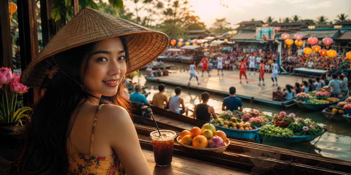 Người dùng xem và đặt cược bóng rổ bên bờ sông Mekong – không khí thể thao miền Tây