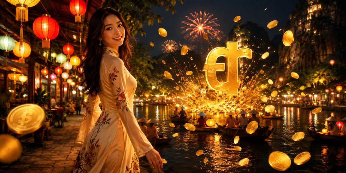 Cảnh cá cược và giải trí casino phong cách Việt Nam – màu sắc sôi động, không khí náo nhiệt